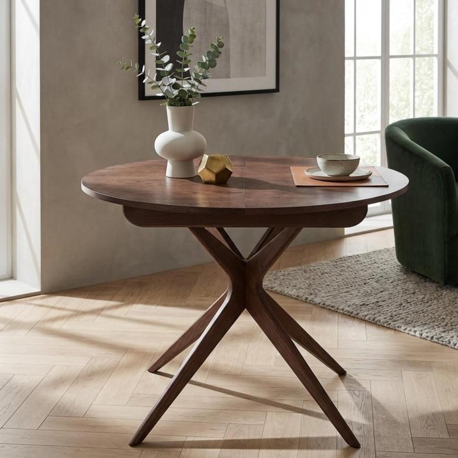Round Extendable Dining Table JUBI natural wood